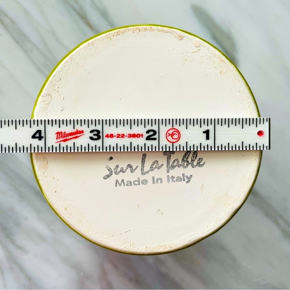 Sur La Table•5” Serving Pitcher•Hand-Painted•Olive Green~Butter Yellow Interior - Picture 11 of 12